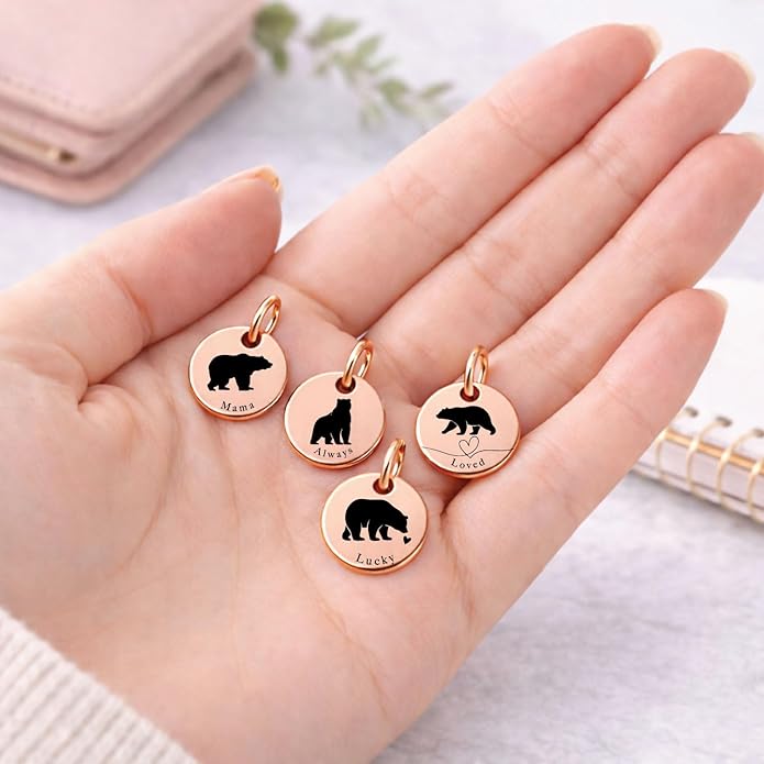SM Design Mama Animal Charm Set – Set of 4 Stainless Steel Charms – Motherhood & Family Keepsake Jewelry Charmss
