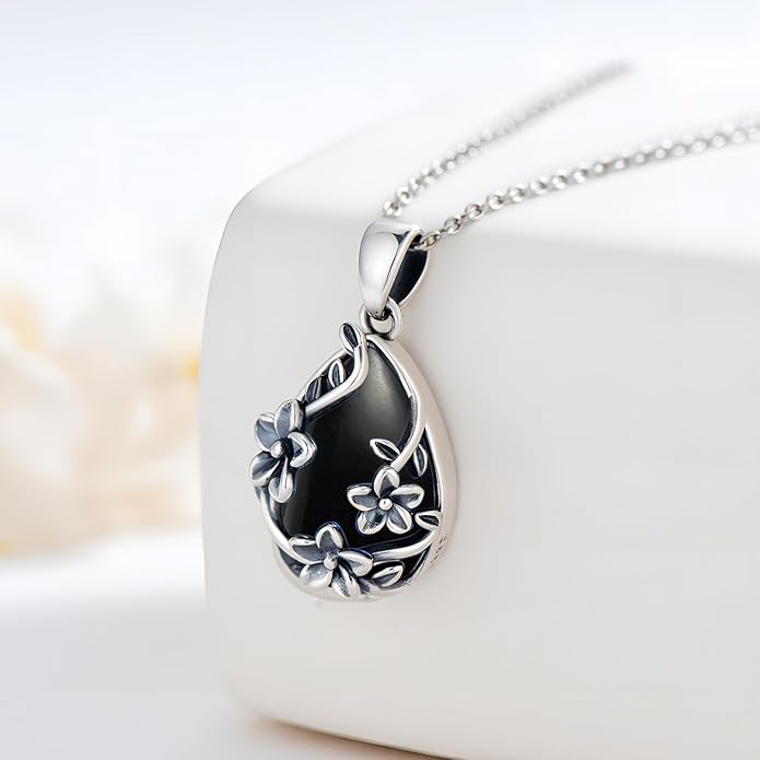 JUSTKIDSTOY Moonstone Necklace 925 Sterling Silver Teardrop Pendant Necklace Jewelry Gifts for Women Girls