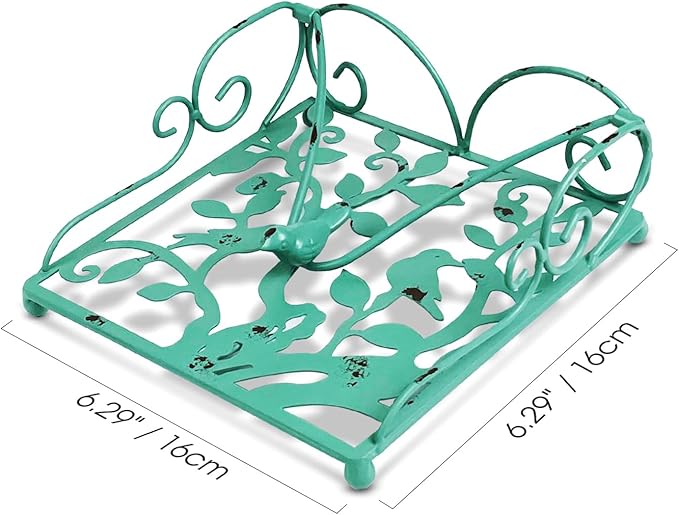 Flat Metal Napkin Holder for Table, Farmhouse Green Napkin Holder for Kitchen, Restaurant, Home, Bar & Table Decor