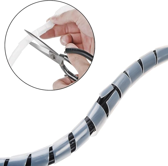 20Ft XHF 1/2" Clear Spiral Cable Wrap 12mm(Wrapping Range:9mm-65mm) Cord for Computer Electrical Wire Organizer Sleeve Hose RoHS