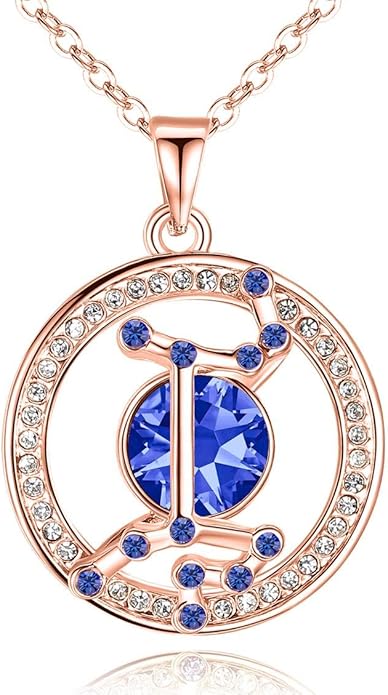 Leafael "Superstar Zodiac Constellation Pendant Necklace Made with Premium Crystal Horoscope Jewelry, Gold or Rose Gold Plated, 18"+ 2"