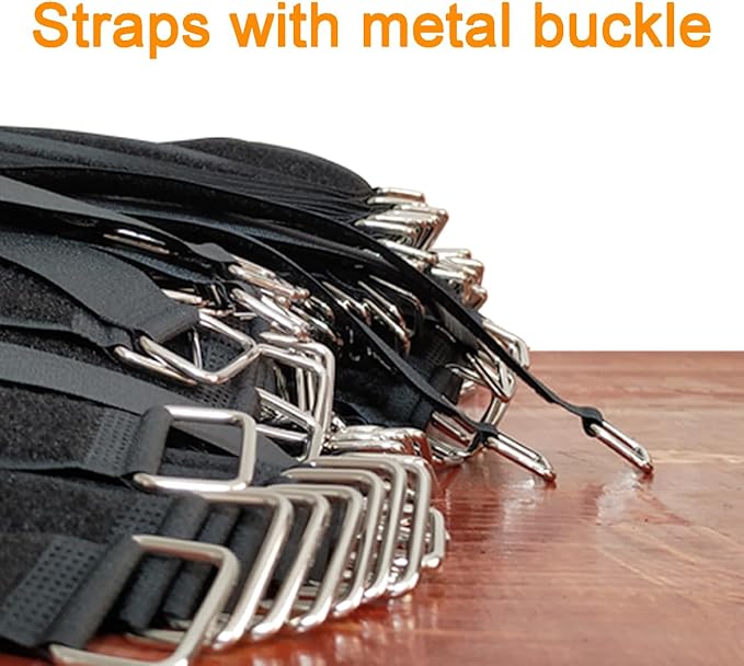 8"12"18"24"30" Hook and Loop Fastening Cable Strap - 30 Pack Reusable Nylon Extend Securing Strap - Adjustable Cinch Strap with Buckle