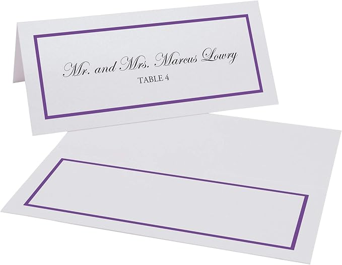 Single Line Border Printable Place Cards, Purple (Choose Color), Set of 60 (10 Sheets), Laser & Inkjet Printers - Wedding, Party, Dinner, and Special Events - Made in the USA