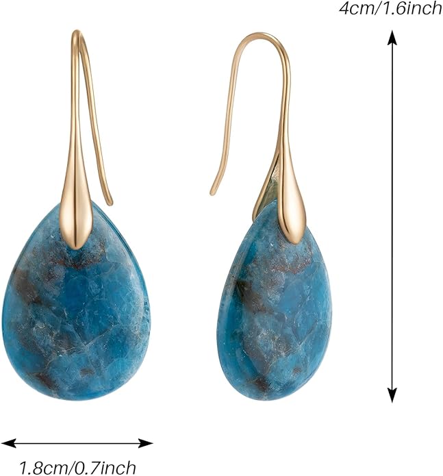 SELOVO Agate Teardrop Stone Grey Drop Earrings Fishhook Dangle Earrings for Women