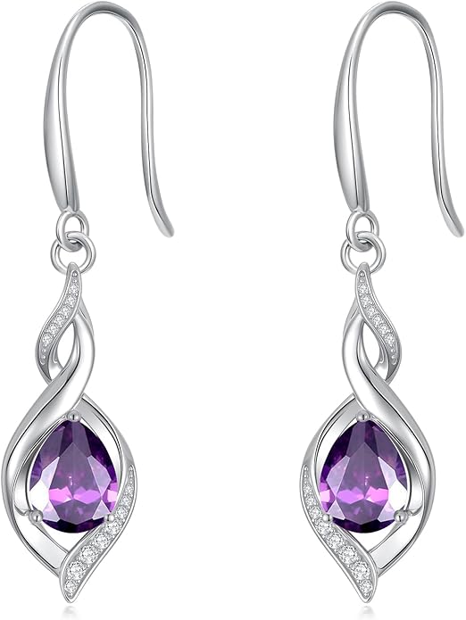 Birthstone Earrings for Women 925 Sterling Silver Infinity Love Jewelry Valentines Day Birthday Gifts for Her Mom Wife Girlfriend