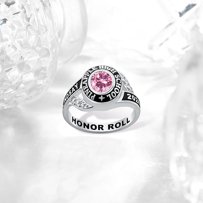 Custom Class Ring 925 Sterling Silver Birthstone Customized Personalized High School College University Women's Class Ring Graduation Gifts