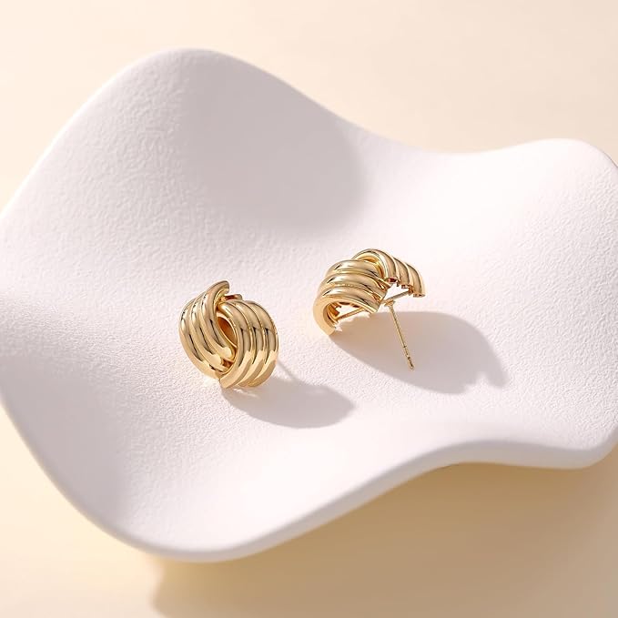 Statement Drop Earrings, Chunky Knot Link Design, Geometric Dangle Fashion Jewelry for Women