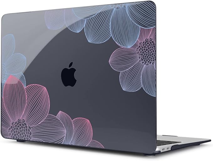 Teryeefi for MacBook Pro 13 inch Case M2 M1 2022 2020-2016 Release (Model A2338 A2289 A2251 with Touch Bar), Plastic Hard Shell Case & Keyboard Cover & Screen Protector, Hand-Drawing Floral