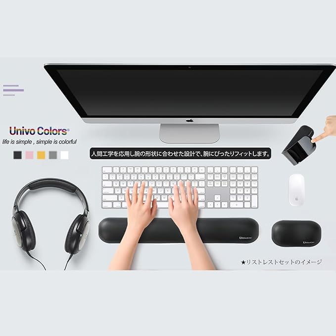 UnivoColors Design-Wave Wrist Rest, Artificial Sheepskin+Memory Foam+Ergonomic+Anti-Slip Gel, Resilience Support During Work and Gaming,Mouse Accessory,Yellow,N