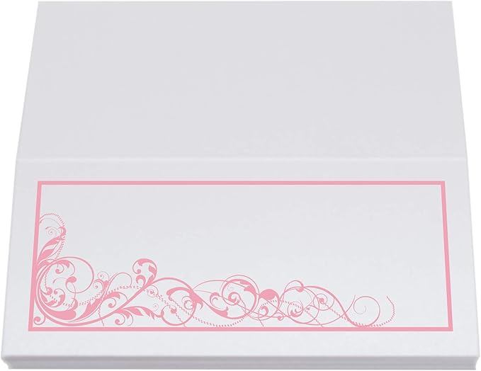 Scribble Vintage Swirl Place Cards, Pink (Choose Color), Set of 25, Pre-cut and Scored - Wedding, Party, Dinner, and Special Events - Made in the USA