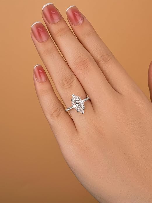 3.5CT Marquise Cut Engagement Ring, AAAAA Grade Cubic Zirconia Promise Ring for Women, S925 Silver Bridal Wedding Jewelry