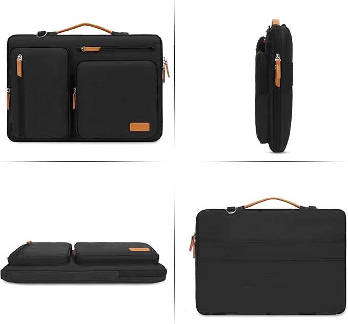 MOSISO 360 Protective Laptop Shoulder Bag,14 inch Computer Bag Compatible with HP Lenovo Dell ASUS Acer, HP, Dell Latitude, Lenovo,Side Open Messenger Bag with 4 Zipper Pockets&Handle, Black