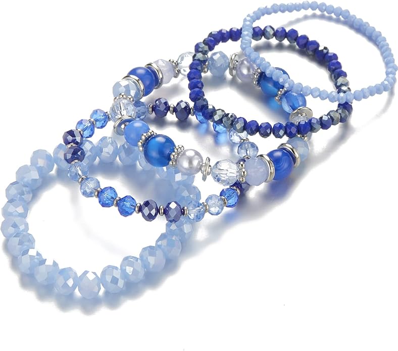 Noessla Beaded Boho Stretch Bracelet Colorful Stackable Crystal Beads Bracelets Trendy Costume Jewelry Mothers Day Gifts for Women