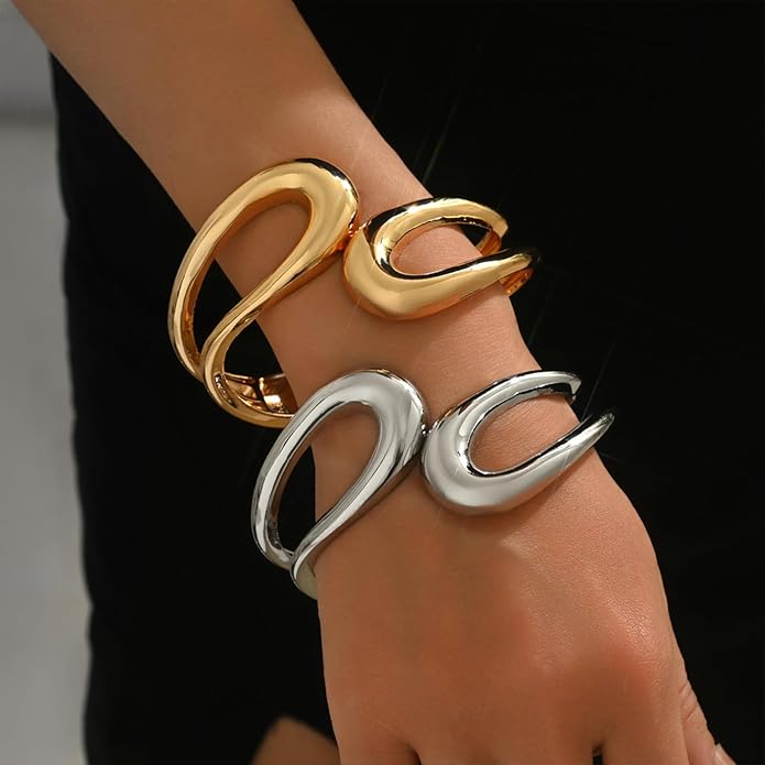 Otxas Chunky Bracelet for Women Irregular Cuff Bracelets for Women Trendy Statement Bangle Bracelet Jewelry Gifts