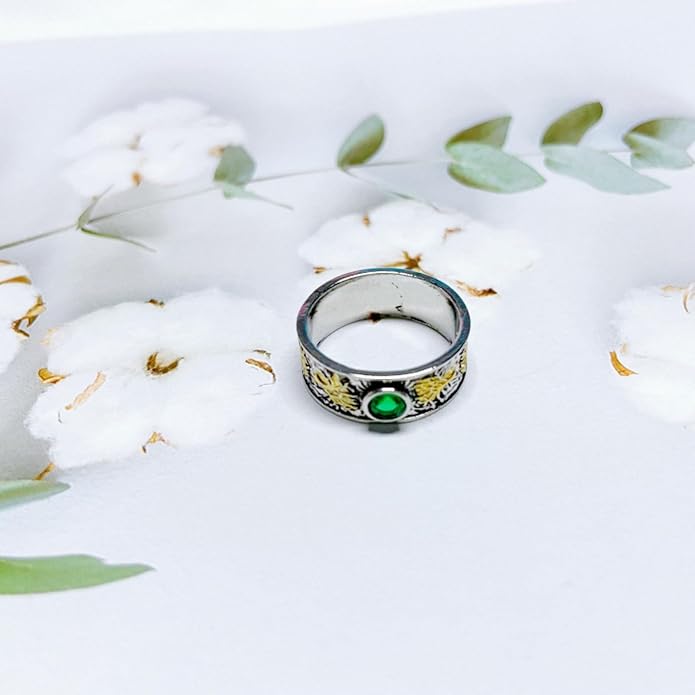 Women Tree of Life Lucky Flower Wide Band Ring Gold Pink Opal Green Enamel Resin Plated Dainty Tree Rhinestone Statement Thumb Index Full Finger Chunky Ring Party Crystal Vintage Jewelry