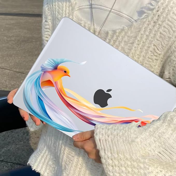 Compatible with 2021 2020 2019 2018 MacBook Air 13 inch Case M1 A2337 A2179 A1932, Pattern Plastic Hard Shell Case & Screen Film & Keyboard Cover for MacBook Air 13 M1 Touch ID, Ribbon Bird