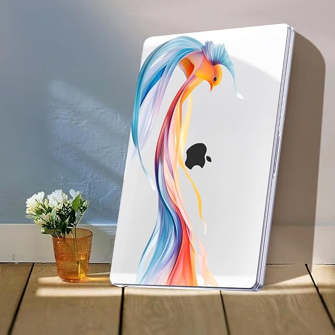 Compatible with 2021 2020 2019 2018 MacBook Air 13 inch Case M1 A2337 A2179 A1932, Pattern Plastic Hard Shell Case & Screen Film & Keyboard Cover for MacBook Air 13 M1 Touch ID, Ribbon Bird