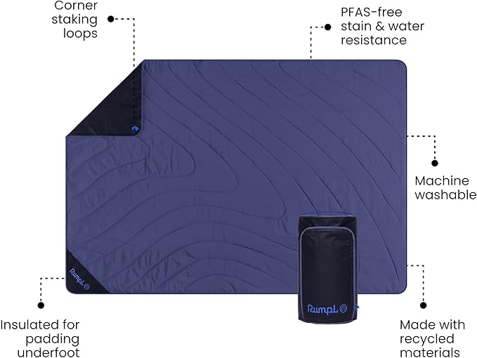 Rumpl Overland Mat – Waterproof, Padded Ground Cover and Blanket, Marionberry