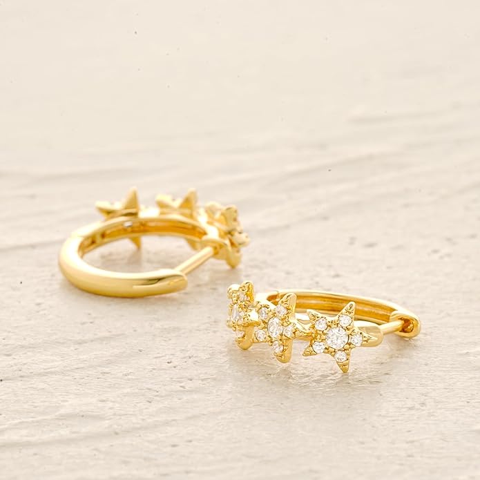 MYEARS Women Earrings Gold Huggie Hoop Ear Stud Cuff 14K Small Simple Hypoallergenic Everyday Jewelry