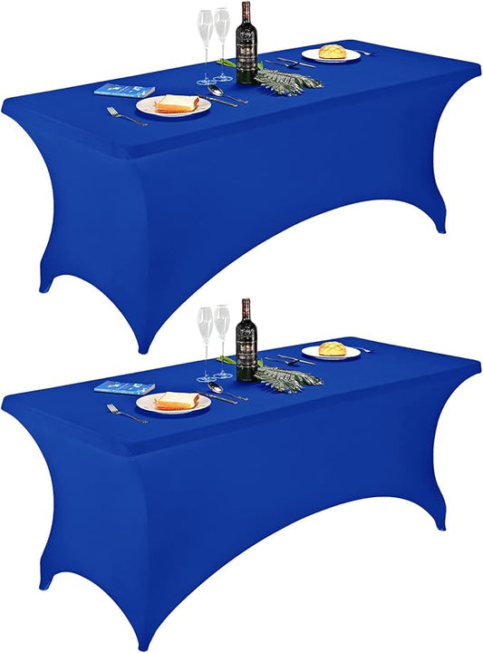 FORLIFE 2Pack Spandex Table Covers，Fitted Tablecloth for Rectangular Tables, Stretch Patio Table Covers, Universal Spandex Table Cover for Wedding, Banquet, Party (6ft, Royal)