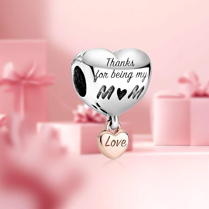Family Mom Heart Charms 925 Sterling Silver Bead for Bracelets and Necklaces For Women Jewelry Present