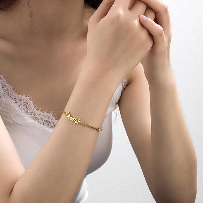 Luxury Gold bracelet for Women,18K monogram Exquisite monogram interwoven Charm Bracelet for Women Gold Jewelry Gifts