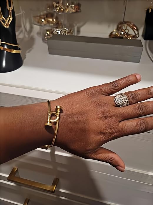PERNNLA PEARL Dainty Gold Bar Bracelet for Women Simple Delicate Thin Cuff Bangle Hook Bracelet 18K Gold Plated Handmade Minimalist Jewelry