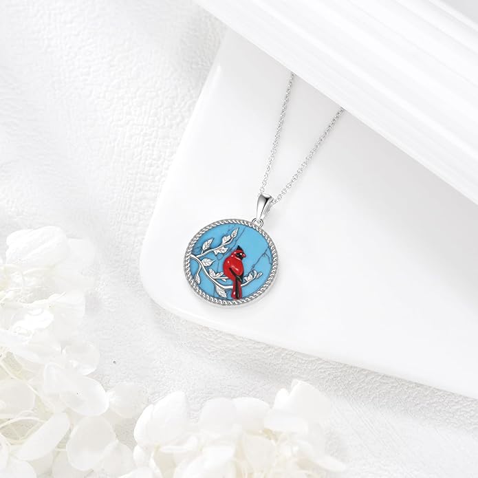 YFN 925 Sterling Silver Hummingbird/Cardinal/Cat Necklace for Women Animal Pendant with Adjustable 18"+2" Chain Jewelry Gift for Christmas, Valentine's Day, Mother's Day, Birthday-Gift Box Included