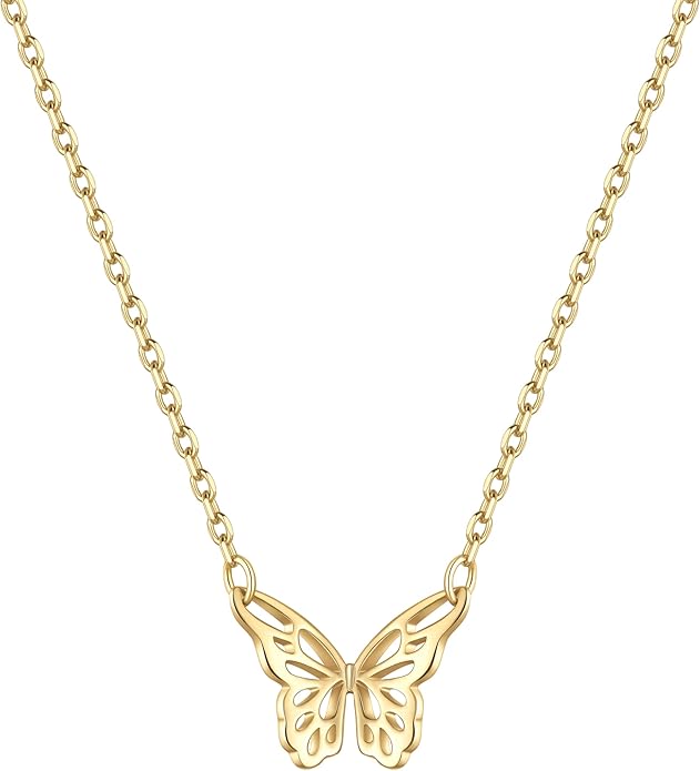 ChicSilver Personalized 925 Sterling Silver Dainty Small Heart/Star/Moon/Dot/Triangle Pendant Necklace for Women, Silver/Gold/Rose Gold/Black (with Gift Box)