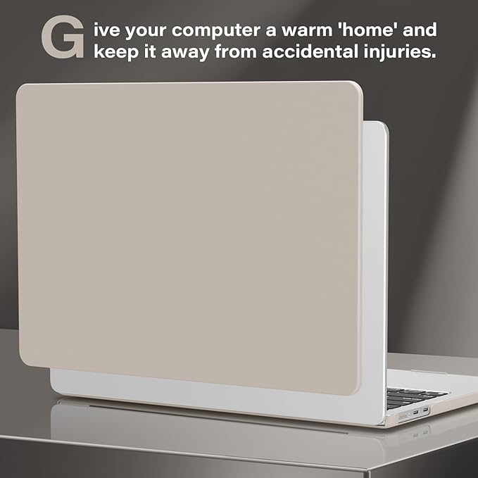 CISSOOK Compatible with MacBook Air 13.6 inch Case 2025 2024 2023 2022 Release M4 M3 M2 Chip, Plastic Hard Shell Case & Keyboard Cover for MacBook Air 13 A3240 A3113 A2681, Beige