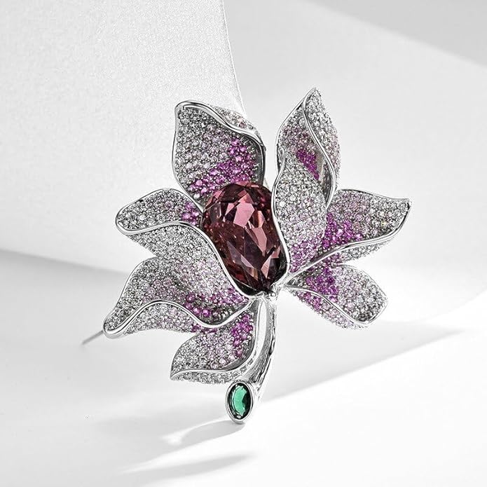 Flower Brooch Pin - Rhinestone Flower Pin 18k Gold Plated - Thanksgiving Day, Birthday, Wedding Gifts for Mom, Wife