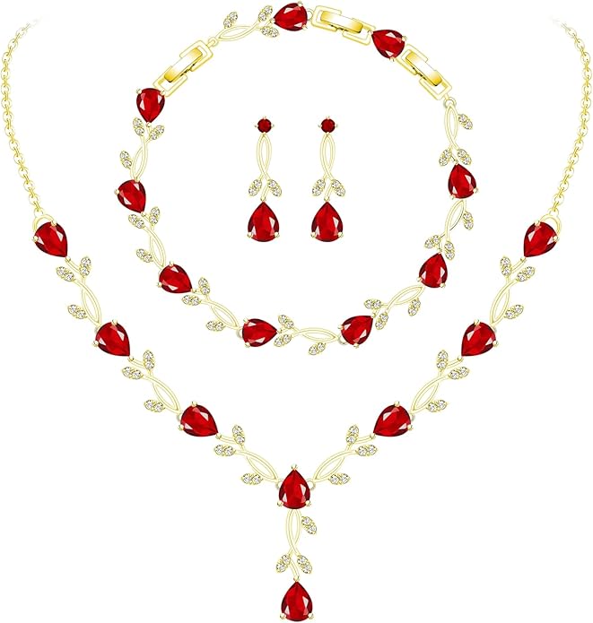 GZWHD Wedding Jewelry Sets for Bride Bridesmaid Women Cubic Zirconia Necklace Earrings Bracelet Set Gift for Mother Friend Wife Daughter Sister Party Prom Jewelry