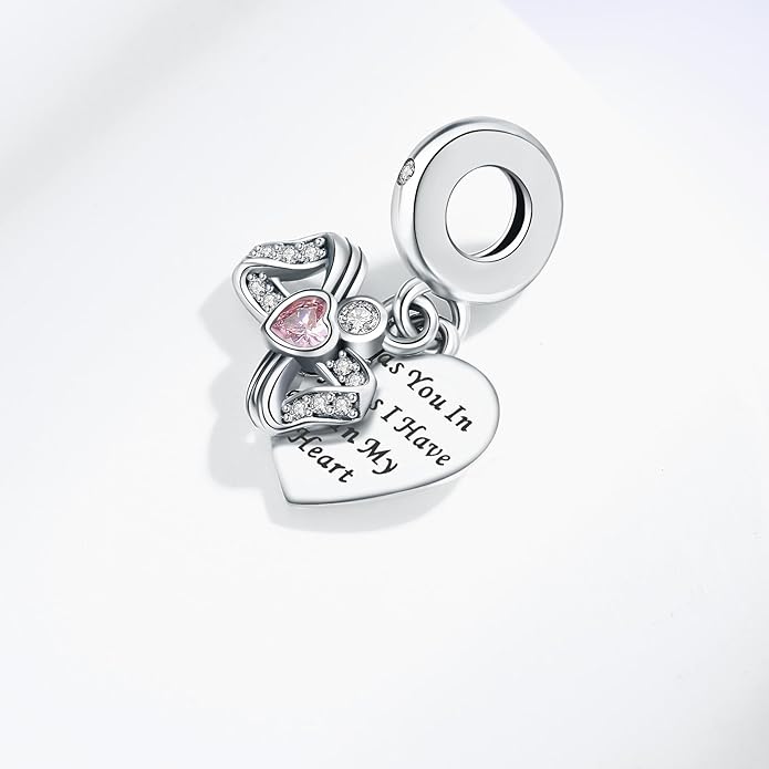 925 Sterling Silver Charms Fit Pandora Charms Bracelet God Has You In His Arms I Have You In My Heart Fit Wife Daughter Mother's Day Christmas Birthday Gift
