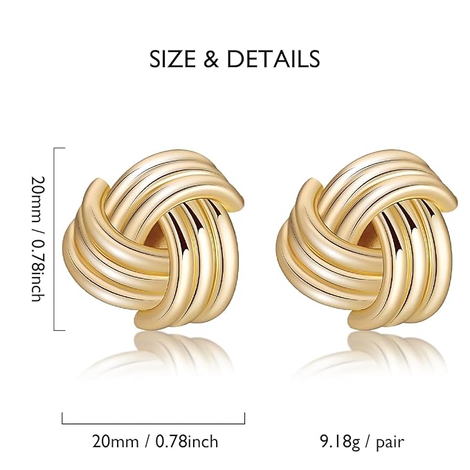Statement Knot Link Earrings, Chunky Geometric Drop Dangle, Fashion Jewelry for Women