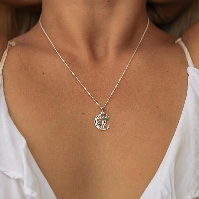 STARCHENIE Raccoon Necklace 925 Sterling Silver Heart Birthstone Pendant Cute Animal Jewelry for Women