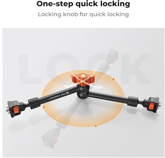 K&F CONCEPT 11" Magic Arm 1/4" Screw 360° Ball Heads Articulating Friction Camera Arm Mount for Monitor, LED Light, Webcam, Microphone, Camera Cage
