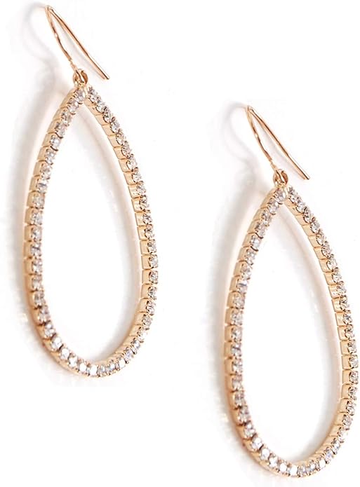 Simulated Diamond Teardrop Dangle Earrings For Women - Gold or Silver Tone with Cubic Zirconia - Hypoallergenic and Safe for Sensitive Ears