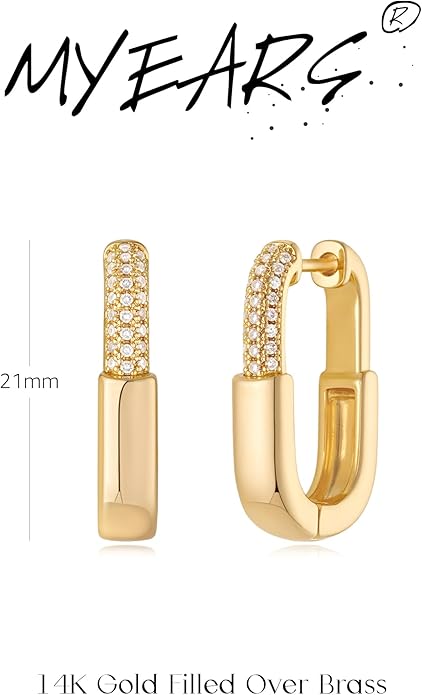 MYEARS Women Earrings Gold Huggie Hoop Ear Stud Cuff 14K Small Simple Hypoallergenic Everyday Jewelry