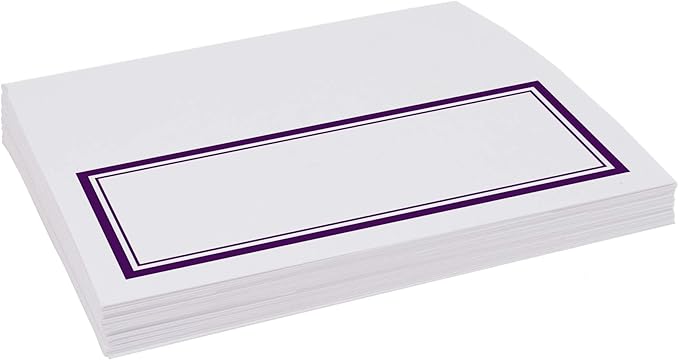 Double Line Border Place Cards, Eggplant (Choose Color), Set of 60, Pre-cut and Scored - Wedding, Party, Dinner, and Special Events - Made in the USA