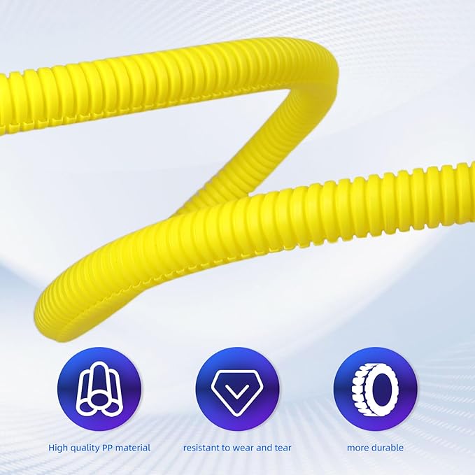 Split Wire Loom Tubing, 10,25ft Cord Protectors from Pets No Chew, Flexible Wire Covers Cord Protectors, Protective Split Cable Sleeve for Automotive Home Industrial Wires(Yellow, 0.98inch-10ft)