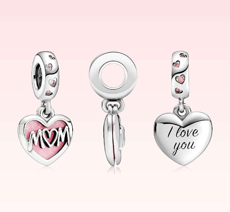 Family Mom Heart Charms 925 Sterling Silver Bead for Bracelets and Necklaces For Women Jewelry Present