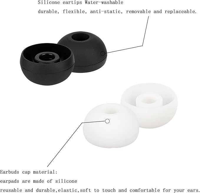 Replacement Earbud Tips Silicone Ear Tips Earbuds Buds Set Compatible with Powerbeats 1/2/3 Wireless Beats by Dre Headphones,8 Pairs Earbud Cap(Black+White)