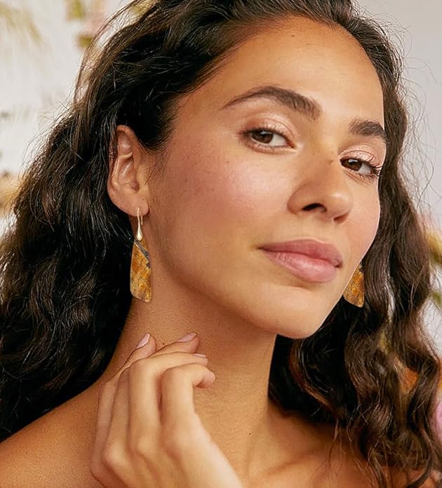 Natural Stone Earrings for Women Boho Triangles Dangle Drop Earrings