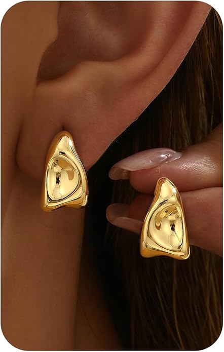 14K Gold Plated Knot Statement Earrings for Women Hypoallergenic Chunky Drop Dangle Earrings - Lightweight Fashion Accessories Gold Jewelry Gifts for Womens Trendy