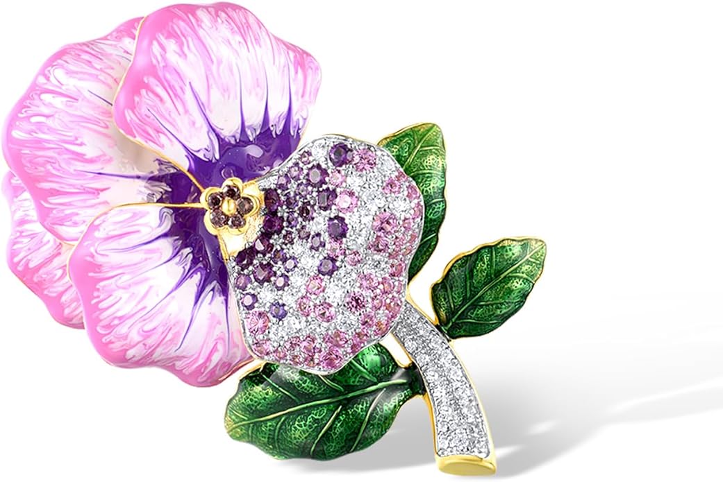 Santuzza 925 Sterling Silver Enamel Brooch Pin for Women