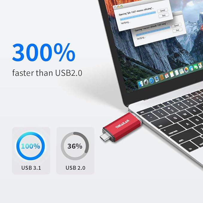 Thkailar 2 Pack USB C Flash Drive 64GB 2 in one OTG USB 3.1 Thumb Drive,Memory Stick for Business Traveler Works,Compatible with Computers,MacBook Pro,Android Phones(Black&Red)