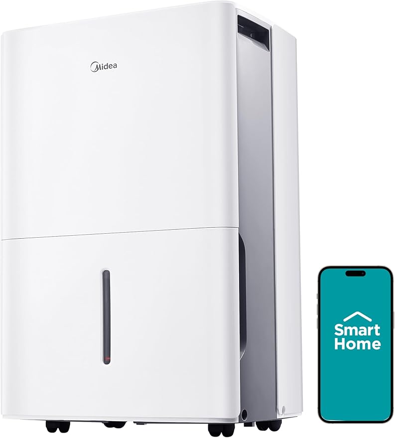 Midea 4,500 Sq. Ft.Dehumidifier for Basement, Energy Star Certified, With Reusable Air Filter 50 Pint - Ideal For Basements, Large & Medium Sized Rooms, And Bathrooms (White)