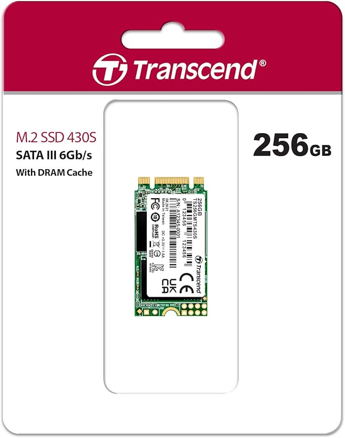 Transcend 256GB M.2 2242 SATA III SSD with Dram Cache, Up to 530MB/s, Compatible w/Ultrabook/Laptop/PC/Desktop, 3D TLC NAND Flash Internal Solid State Drive, LDPC Error Correction, SLC Cache, B+M Key