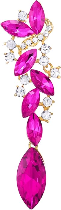 Art Deco Wedding Bridal Party Rhinestone Marquise Cluster Chandelier Long Dangle Statement Earrings