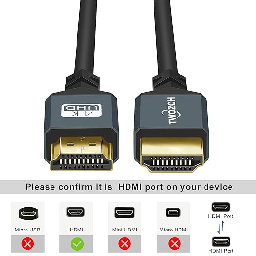 Twozoh Coiled HDMI Extender Cable - 4K UHD Support, 3D, 1080p, HDMI 2.0a/b/1.4a (Extend up to 1.5M/5FT)